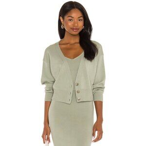 Alice + Olivia Zelina Deep V Cardigan Sage Wool Blend-sz Small